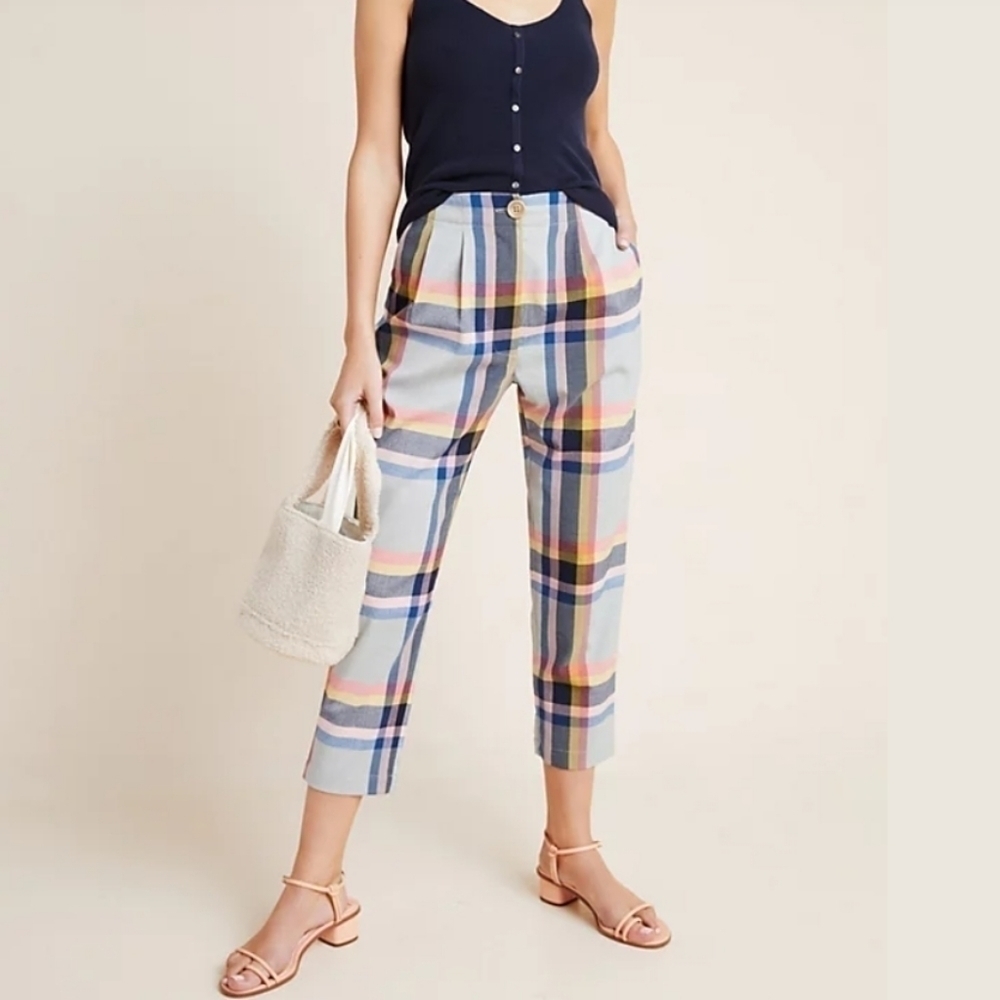 NEW! CLC by Corey Lynn Calter Anthropologie Sheila Carrot Plaid Pleated Pants M.